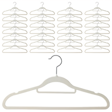 好室多磨 加粗款 植絨衣架 41.5 x 21 x 0.5cm 80g, 米白色, 60個