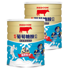 RED COW 紅牛 葡萄糖胺奶粉, 軟硬兼固配方, 添加葡萄糖胺, 含玻尿酸鈉, 高鈣配方, 1.5kg, 2罐