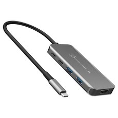 j5create 凱捷國際 USB4 8K60 輕巧集線器 JCH453, 1個, 銀灰色