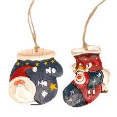 MODACore 摩達客 藍手套麋鹿耶誕襪 2入組 聖誕樹掛飾 節慶裝飾, 藍色, 1組