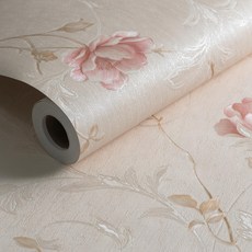 WE CHAMP 環保無紡布自黏式壁紙 WTB-997, 典雅花蔓粉