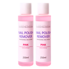 GLOSSYBLOSSOM 指甲油去光水 含有指甲保護劑的低刺激性 250ml 可乾淨去除美甲顏色 防止乾澀, 2瓶