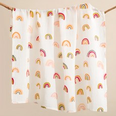 愛北鼻 新生兒雙層包巾 純棉 彩虹 (110x120cm) 寶寶包巾/抱毯/蓋毯