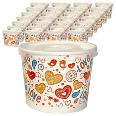 免洗紙碗紙湯杯 附蓋 材質PP 390CC, 50個, 2組