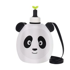 sillymann 100%鉑金矽膠水袋 350ml 耐熱-40度~250度 附頸帶, 貓熊, 1個