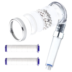 AHOYE 除氯蓮蓬頭 + 濾芯, 1組, 銀色 + 透明色