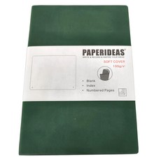 PAPERIDEAS A5 軟皮筆記本, 空白 188頁, 雙色軟封面, 100g/s² 無酸紙, 聖誕綠, 1本