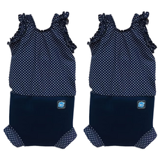 Splash About Happy Nappy Costume 小可愛連身版尿布褲 水玉點點 海軍藍, L號, 2件