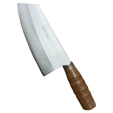 雙中 自製家用型 四角薄型 V金 小片刀, 刀長165mm x 刀寬80mm x 厚度1.6mm, 1個, 木柄