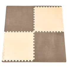 極厚加厚雙色大地墊 附雙邊條, 巧克力米咖, 4片, 1組