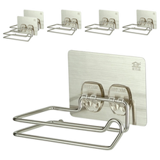 家而適 衛生紙架 捲筒款, 強力貼, 免釘免鑽, 廚房浴室適用, 捲筒款 銀色, 6個