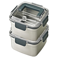 Glasslock Cheftopf 手提型不銹鋼保鮮盒 2130毫升, 容器*2+蓋子*2, 1組