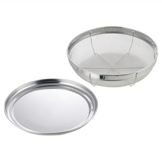 YOSHIKAWA 吉川 食道樂 日本不銹鋼附底盤圓篩籃 淺型 2件組, 單一顏色, 1組