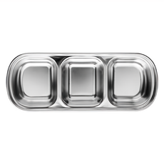 調味碟 三格 - 304不鏽鋼 韓式拉絲 多格, Y689, 1組