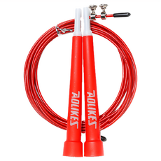 AOLIKES 奧力克斯 超值鋼絲跳繩 PVC鋼絲材質 運動健身適用, 握把14.5cm 繩長300cm, 紅色, 1個