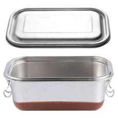 頂級304不鏽鋼單層分隔便當盒, 1個, 銀色