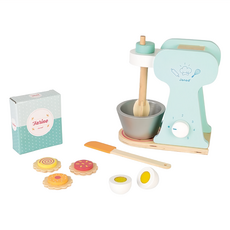 Janod 妙廚師好料理 烘焙攪拌機 山毛櫸木、櫻桃木材質 3歲以上適用, 1組, 藍色