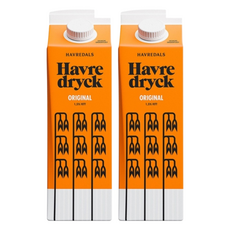 HAVREDALS 原味燕麥奶, 100%瑞典燕麥, 無糖分添加, 不含乳糖, 1L, 2瓶