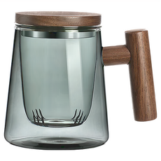 La Chamade 日安朵朵 羊脂玉陶瓷茶水分離泡茶杯, 黑胡桃木 錐形杯, 1個