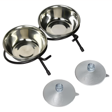 K&H PET PRODUCTS 美國貓咪不銹鋼雙碗盆 Set, 1組