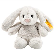Steiff 德國金耳釦泰迪熊 Hoppie rabbit 黃標玩偶 柔軟可愛, 18cm, Hoppie rabbit light grey, 1個