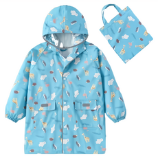 愛北鼻 親子加厚防水雨衣 藍色動物世界 2XL碼(建議130~140cm), 2XL