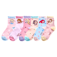 ONEDER 旺達棉品 迪士尼公主系列童襪 6雙組, 15~18cm, A3030110