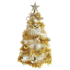 耶誕夢幻經典白色聖誕樹，金色裝飾, 金色系白色聖誕樹 金色系, 60cm