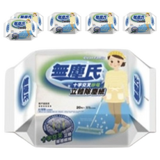 無塵氏 十字交叉靜電立體除塵紙, 20枚入, 適用於各式除塵拖把, 28.5 x 20cm, 6包