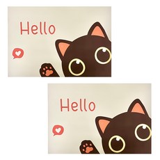 咪咪購物 矽藻土軟地墊 加厚款 方形 2片, 大眼貓 米白色