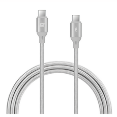 MOMAX Go Link Type-C to C PD 連接線 100W超速快充 金屬殼+尼龍編織 適用Type-C接口手機/平板/筆電, DC19, 銀色