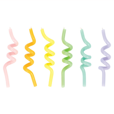 SUPER PARTY 派對城 捲捲蠟燭 Set 6支 - 粉彩, 3.5 英吋, 粉嫩