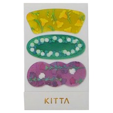 KING JIM HITOTOKI KITTA隨身攜帶和紙膠帶 KITT014 15 x 50mm, 透明軋型 花 黃色 + 綠色 + 紫色, 1包
