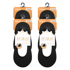 VOLA 維菈 輕隱感隱形襪, 22-24cm, 直紋黑色, 4雙