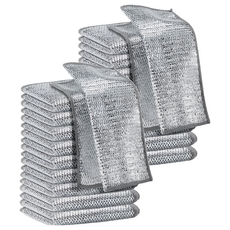 AHOYE 金屬銀絲清潔布 廚房清潔刷/菜瓜布/洗碗海綿 輕鬆去除油污不傷鍋具, 2組, 10條