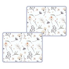 矽藻泥吸水桌墊 吸水PU材質 橡膠防滑, 40 x 50cm, 白底紫花, 2個