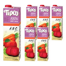 Tipco 100%ABC綜合果蔬汁 6瓶 健康美味 無添加糖, 1L