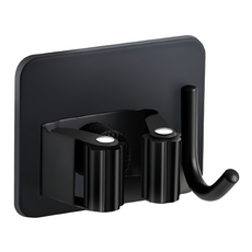 超級工廠 不鏽鋼拖把架 帶鉤款 免打孔設計 多功能 浴室廚房收納, 黑, 1個