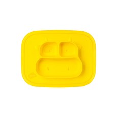 sillymann 100%鉑金矽膠乳牛防滑 強力吸附 柔軟矽膠 適合6個月以上寶寶, 黃色, 1個, 餐盤