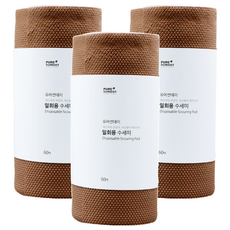 PURE SUNDAY 捲筒式一次性洗碗巾 60張 棕色, 3捲