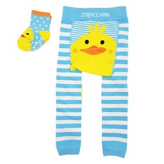 ZOOCCHiNi 彈性透氣包屁褲+襪子組, 臀部加寬, 膝蓋防滑設計, 12-18m, 鴨子