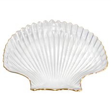 Homely Zakka 北歐輕奢風金邊貝殼點心碟 零食盤 置物盤, 扇貝盤, 1個