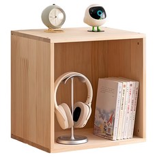 HAPPY LiFE 實木可堆疊置物櫃 12015, 原木色, 1個