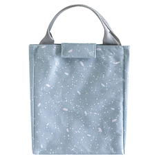 E.City 新款棉麻文青風手提保溫保冷袋, 落雪藍, 1個
