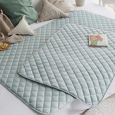 PRIELLE 兒童棉質防水保潔墊 親膚棉材質 吸濕排汗, 小(75 x 100cm), 薄荷綠, 1個