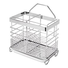 304不鏽鋼壁掛/站立餐具筒, 瀝水孔設計, 1個