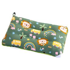 精梳棉豆豆兒童安撫枕 A面100%純棉 B面安撫豆豆絨 台灣製造, 獅子車車, 30 x 50cm