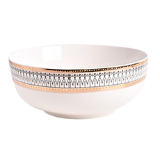 Homely Zakka 陶瓷餐盤碗餐具 大圓湯碗 20cm, 歐式復古描金, 1個