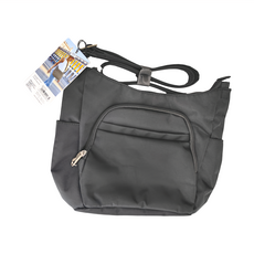 TRAVELON 經典防盜側背包, 100% 聚酯纖維, 黑色, F