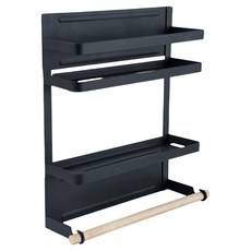 小麥購物 日式鐵藝金屬磁吸冰箱架 L1428, 1個, 黑色